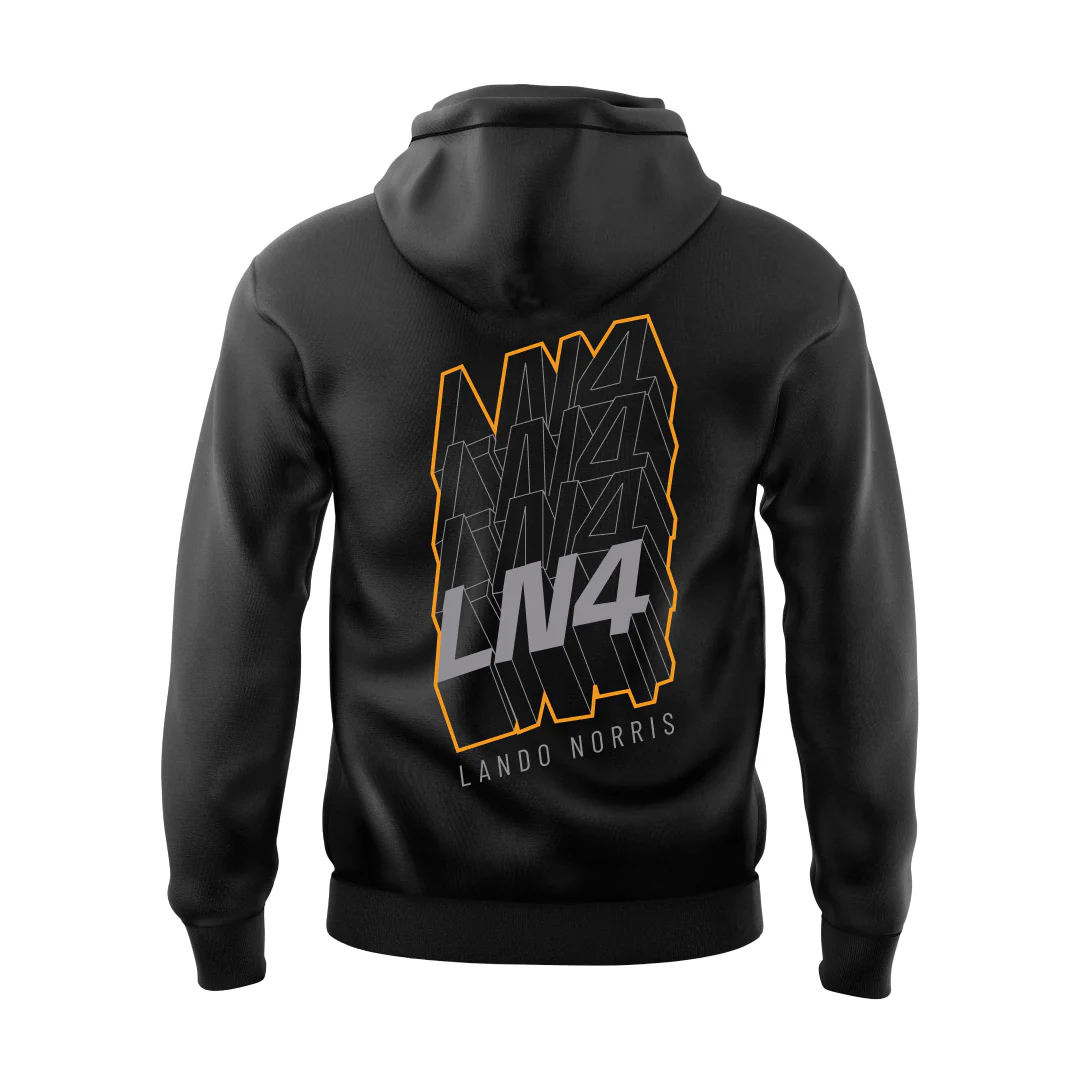 4 Lando Norris Black Unisex Motorsport Hoodie - Image 3