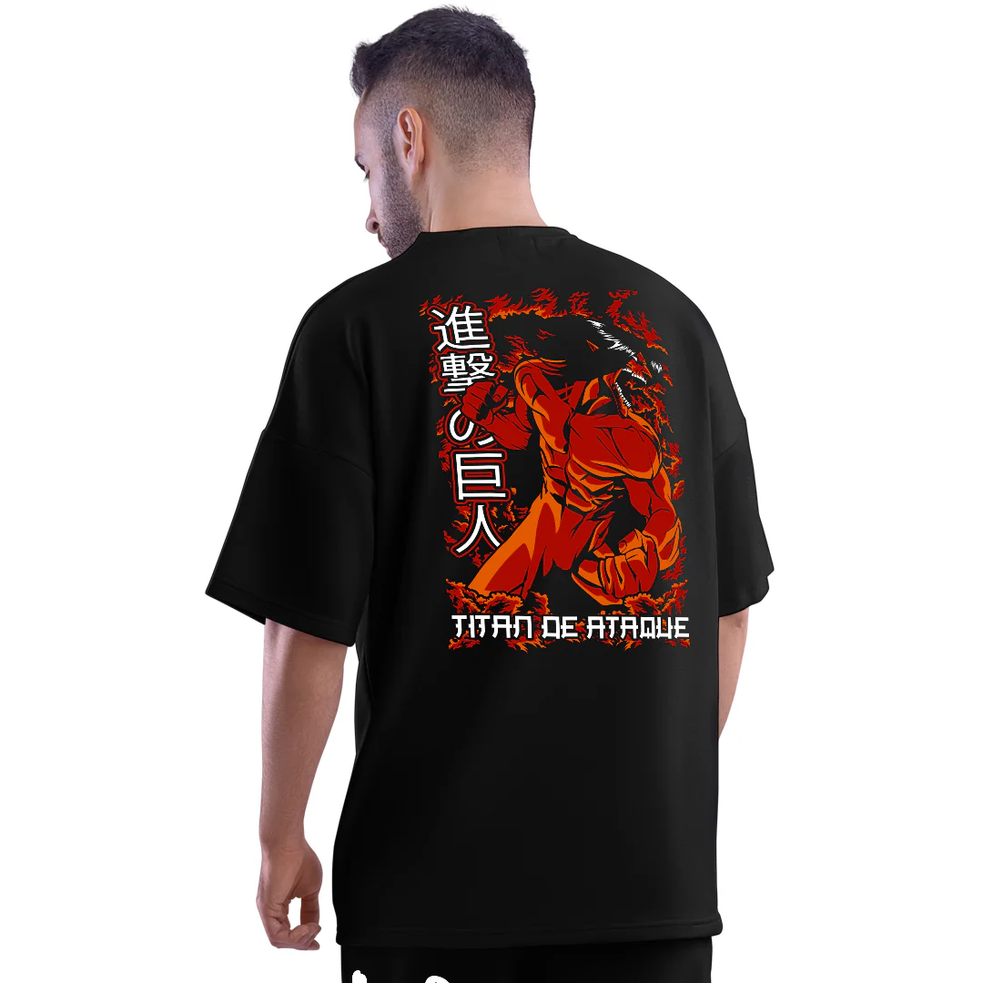 AOT Attack Titan Black Unisex Oversized T-Shirt - Image 3