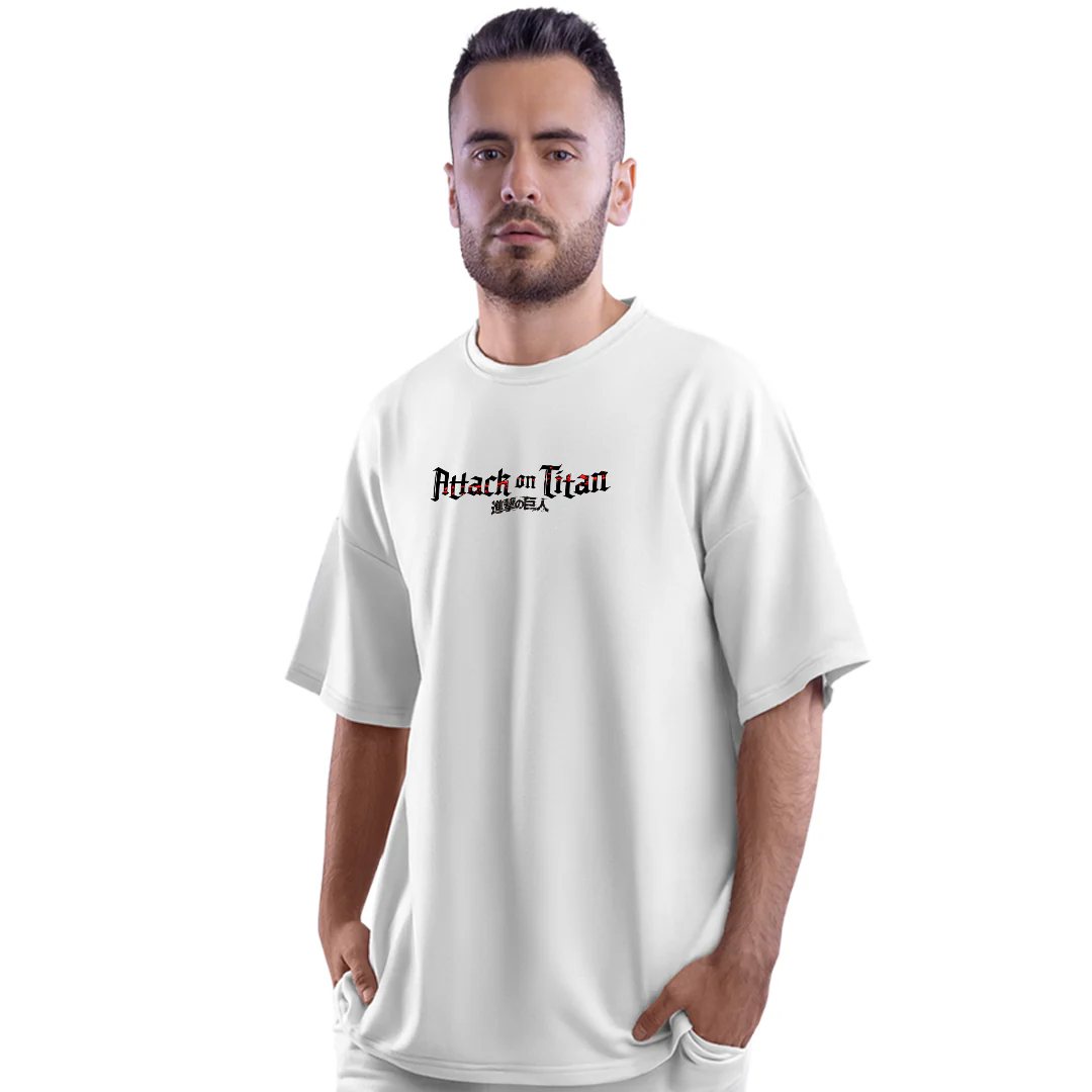 AOT Origin White Unisex Oversized T-Shirt - Image 2