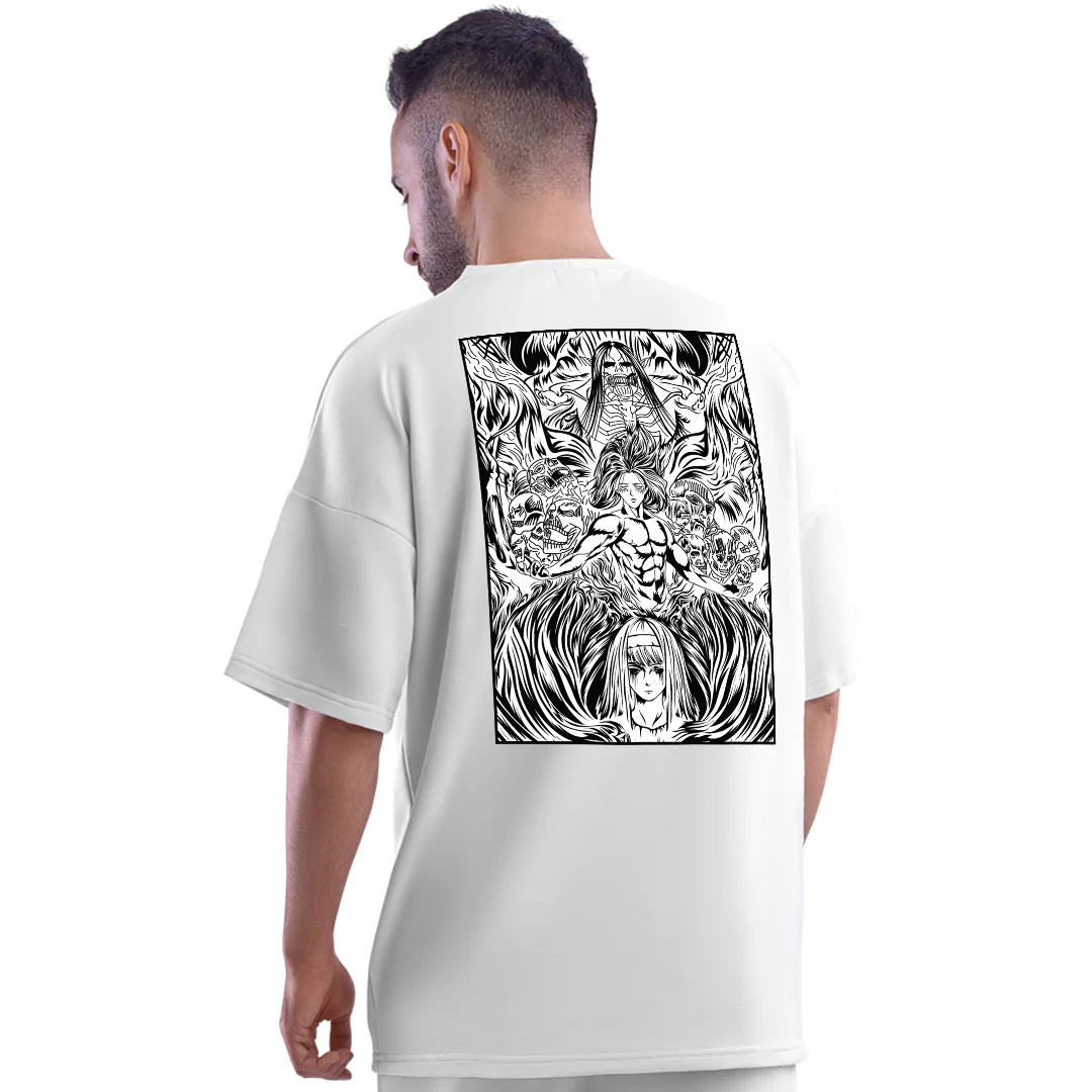 AOT Origin White Unisex Oversized T-Shirt - Image 3