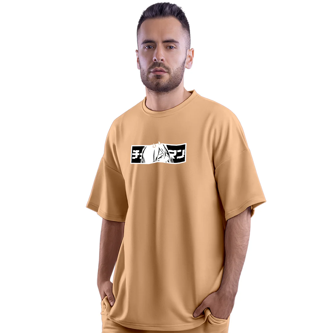 Chainsaw Blood Devil Taupe Unisex Oversized T-Shirt - Image 2