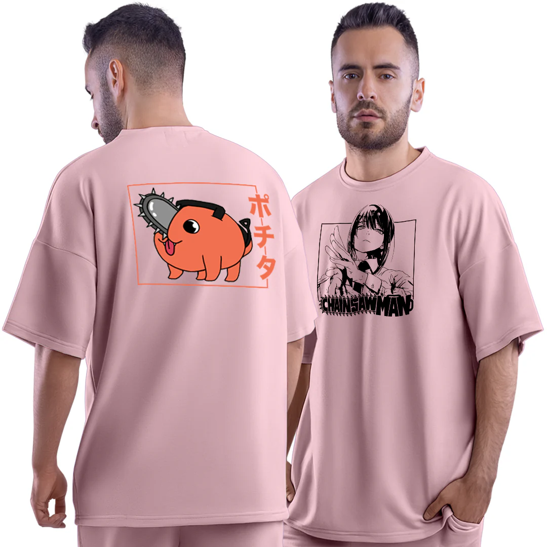 Chainsaw Devil Pink Unisex Oversized T-Shirt