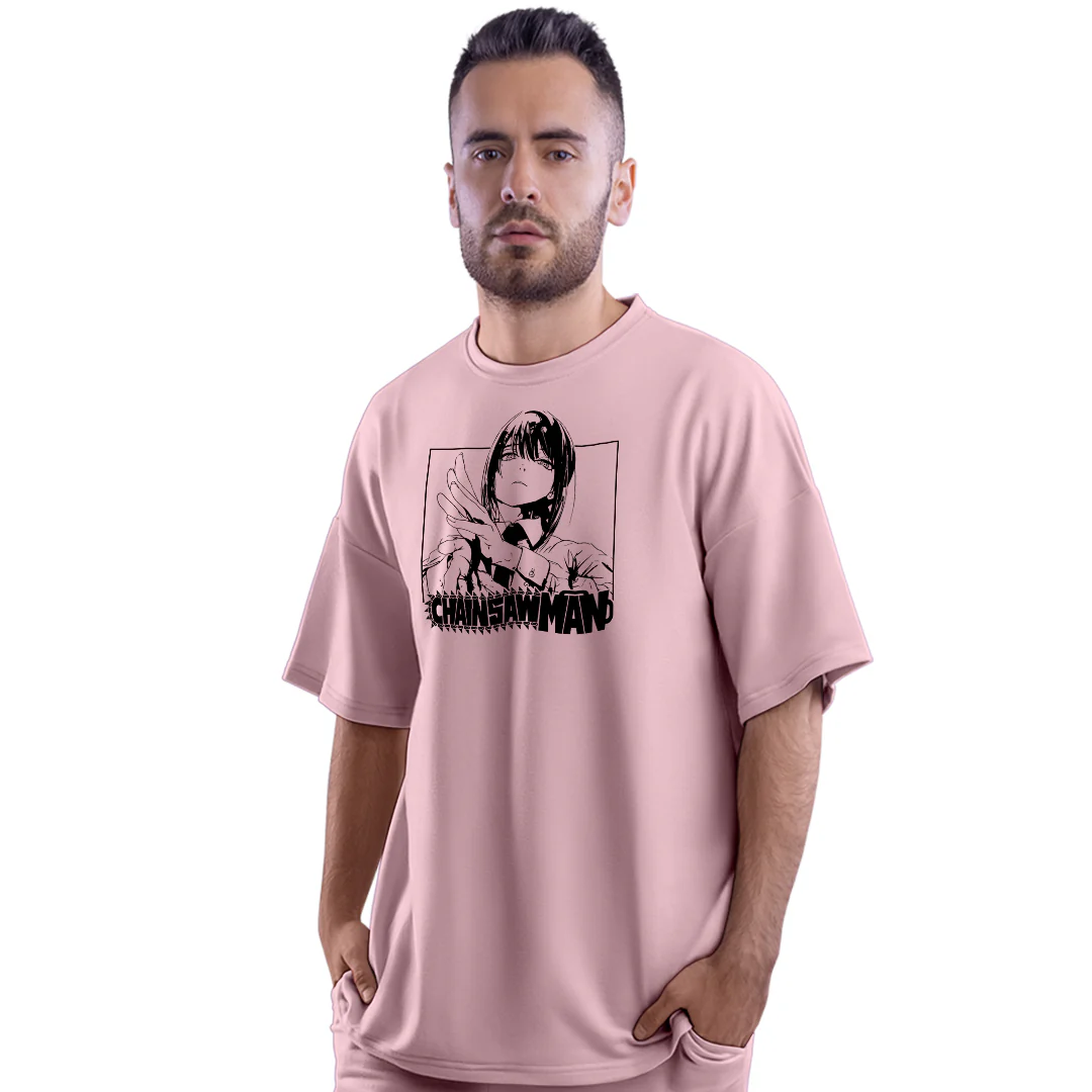 Chainsaw Devil Pink Unisex Oversized T-Shirt - Image 2