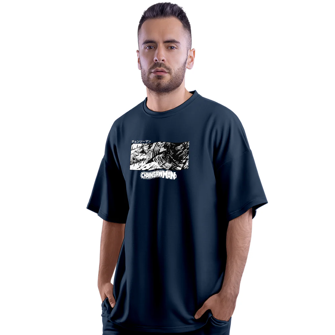 Chainsaw Man Navy Unisex Oversized T-Shirt - Image 2