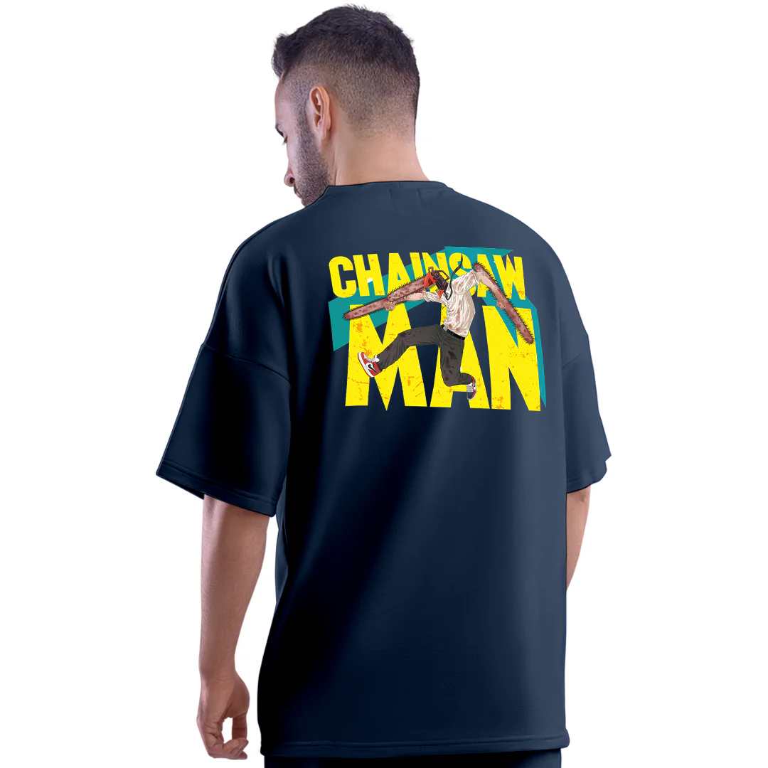 Chainsaw Man Navy Unisex Oversized T-Shirt - Image 3