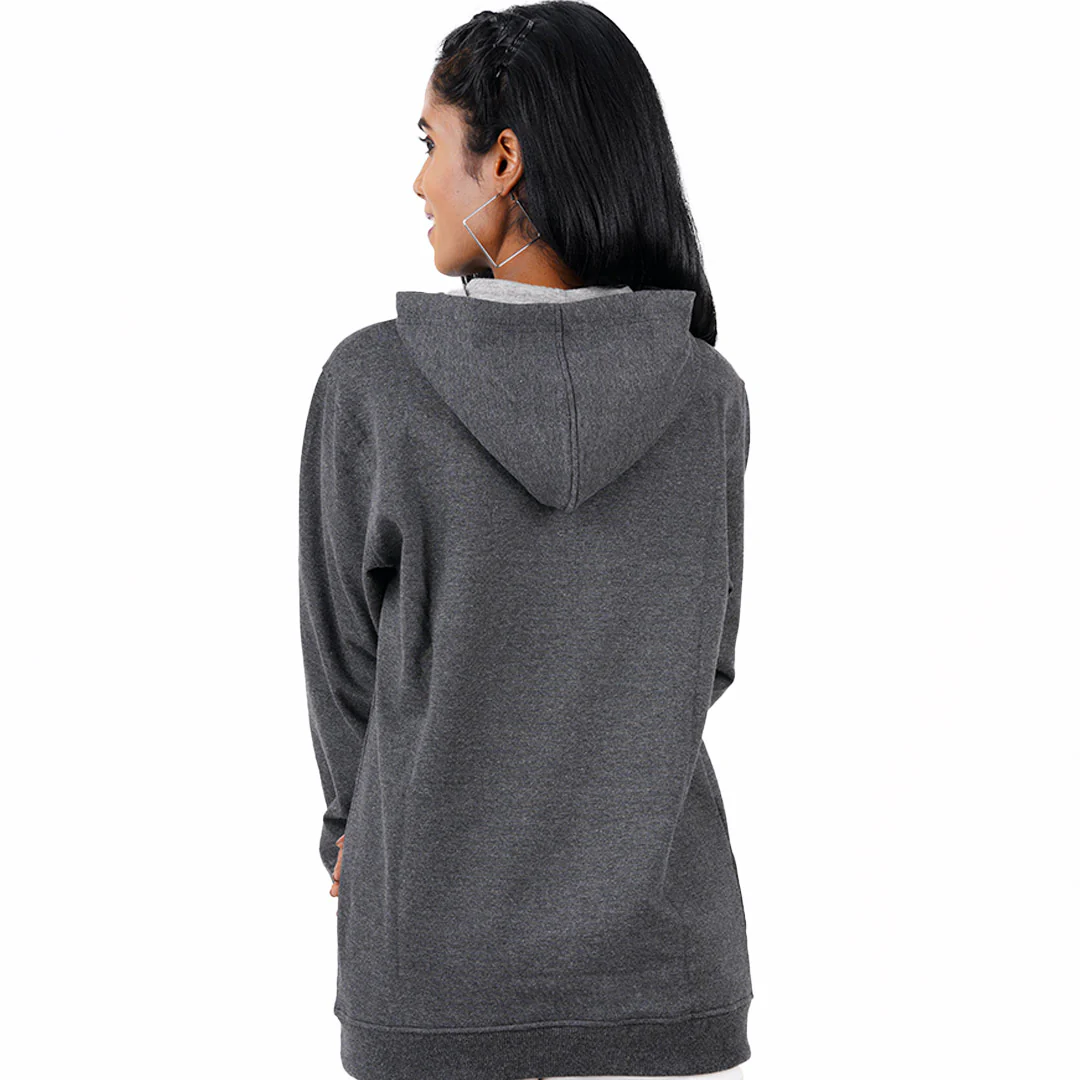 Charcoal Melange Unisex Plain Hoodie - Image 3