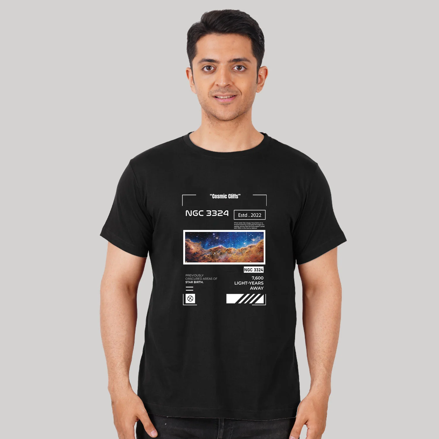 Cosmic Cliffs NGC 3324- NASA Unisex Half Sleeve T-Shirt - Image 3