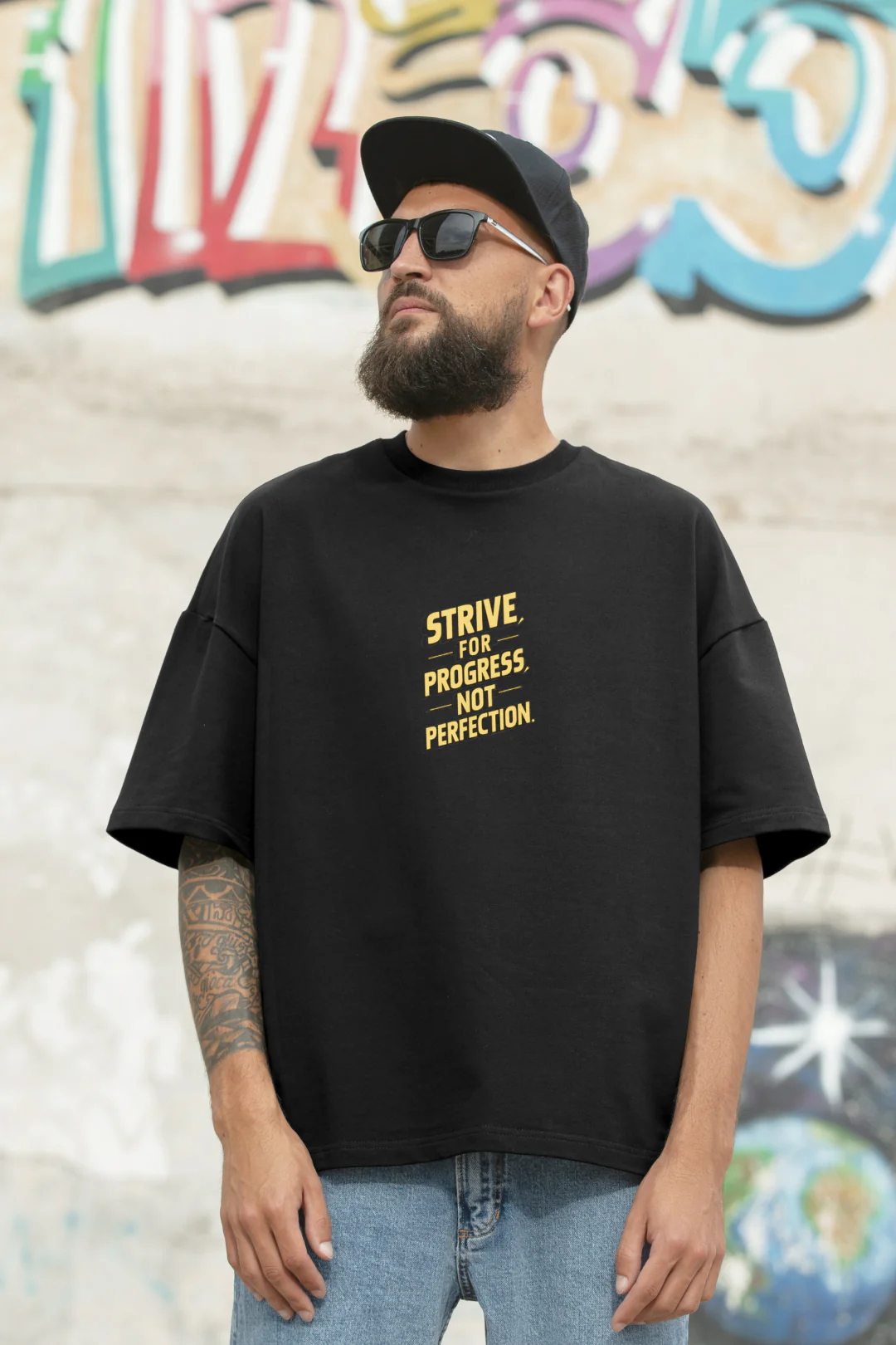 Strive For Progress Not Perfection Oversized T-Shirt - Image 6