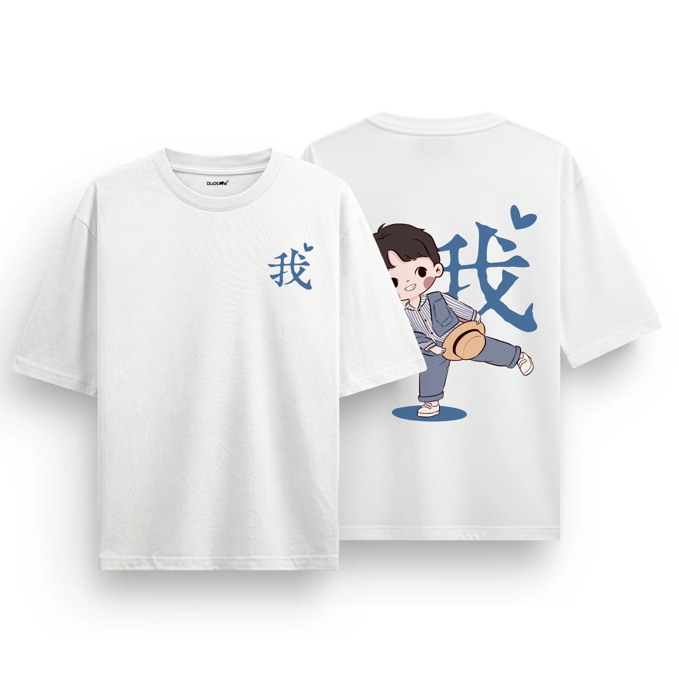 Cute Back-Print Couple – Matching Cartoon Love Oversized T-Shirts - Image 3