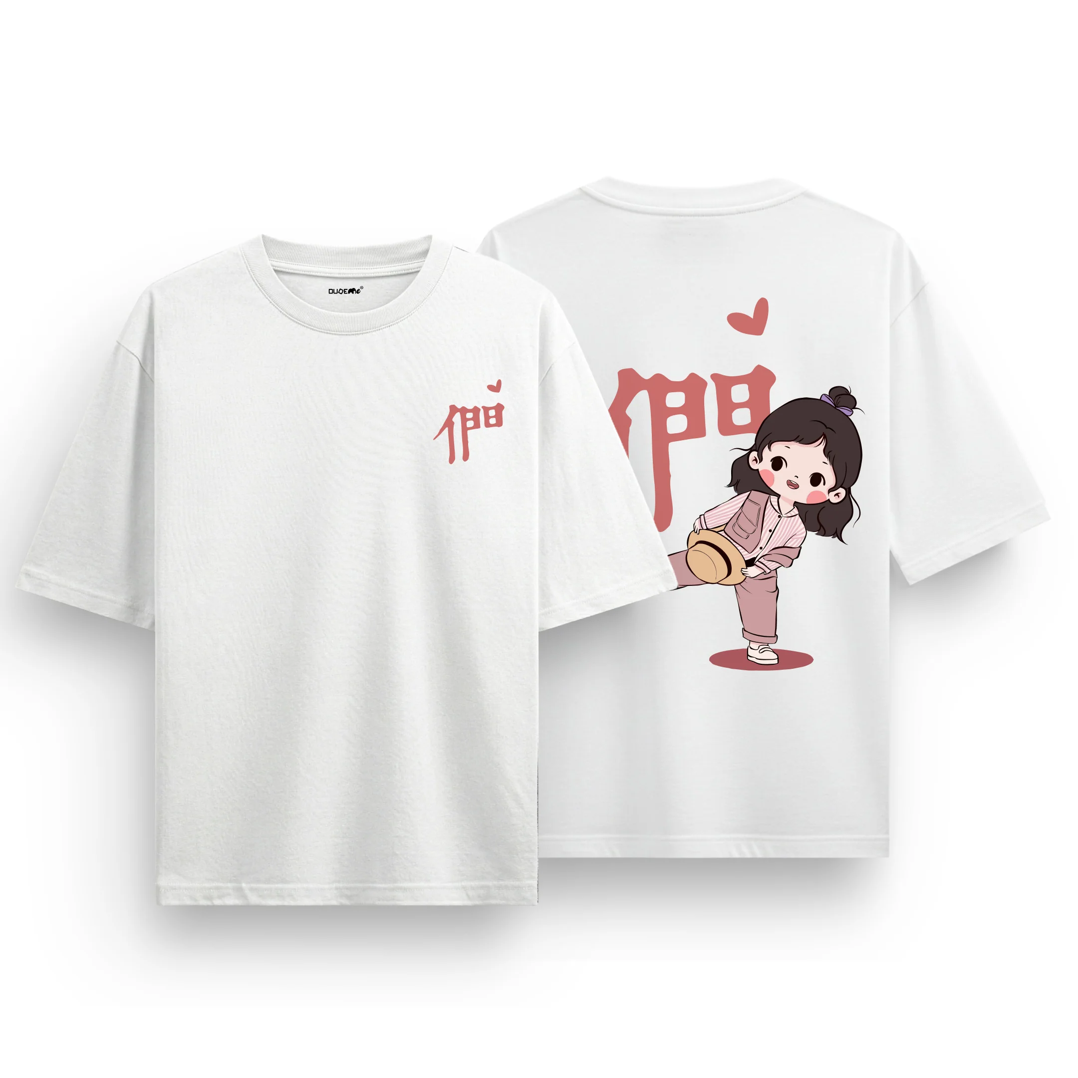 Cute Back-Print Couple – Matching Cartoon Love Oversized T-Shirts - Image 4