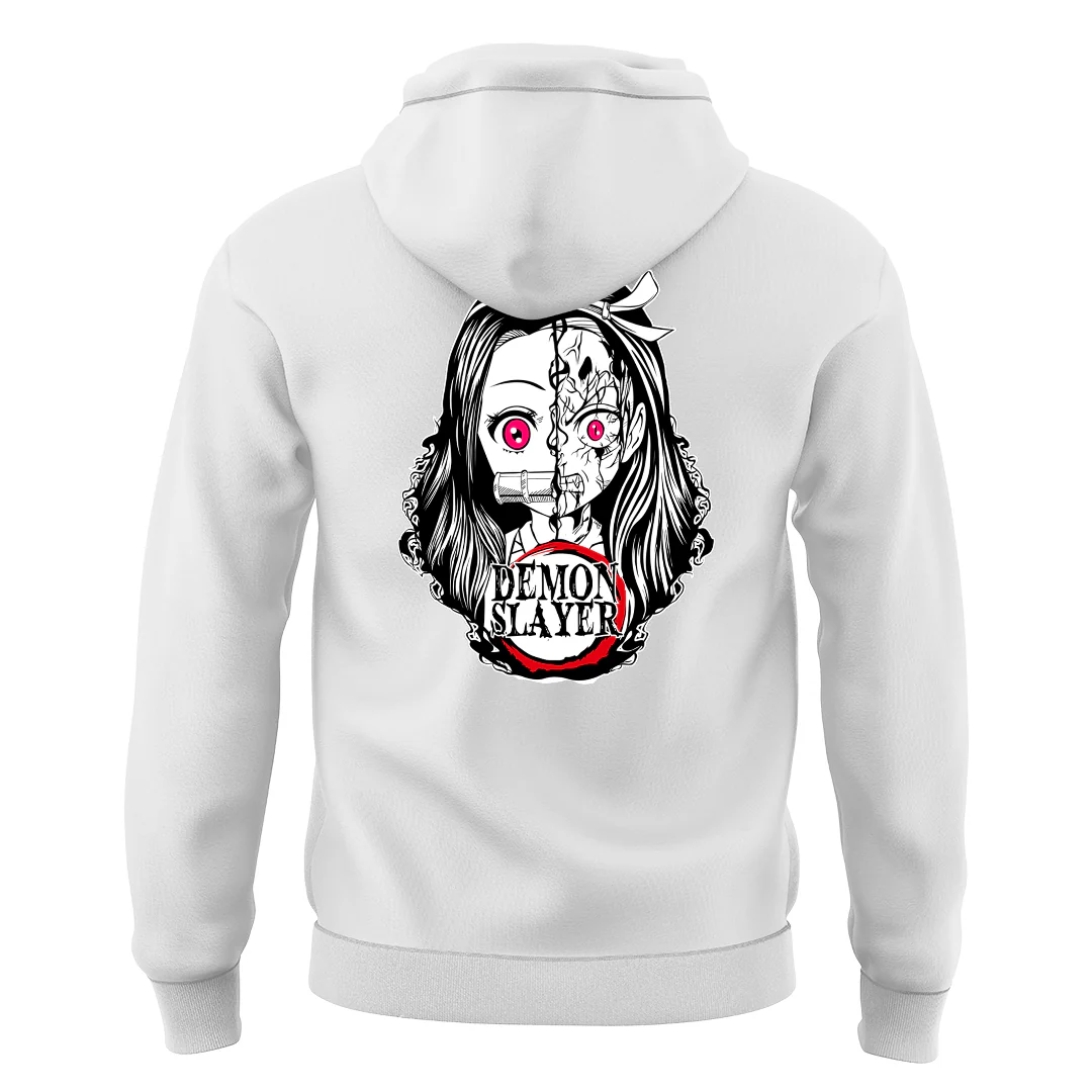 Demon Nezuko White Unisex Hoodie - Image 2