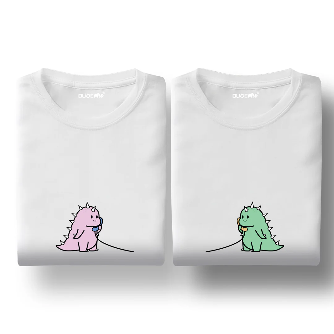 Dino Call Cute Couple T-Shirt - Image 5