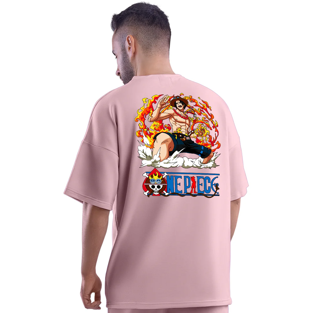 Fire Fist Ace Pink Unisex Oversized T-Shirt - Image 3