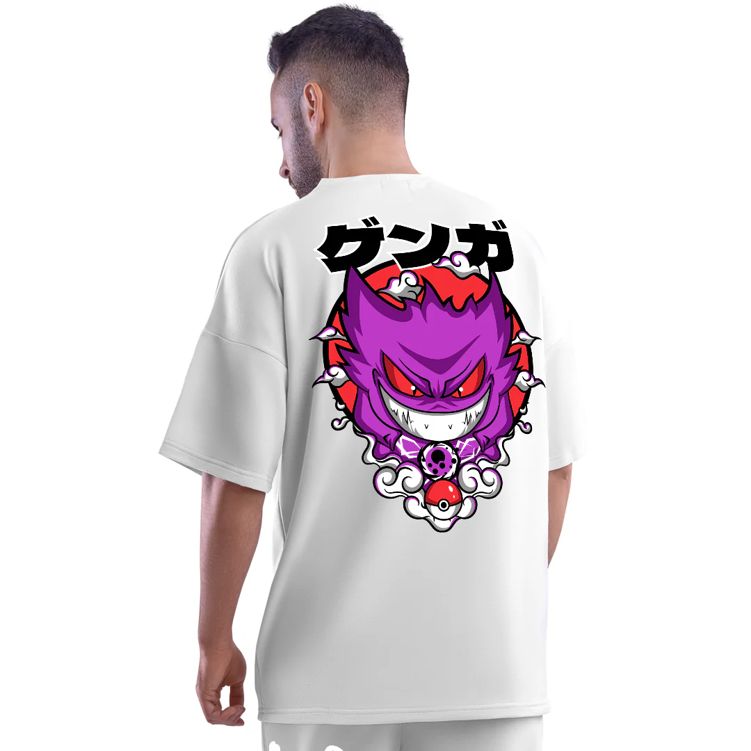 Gengar Ghost Type White Unisex Oversized T-Shirt - Image 3