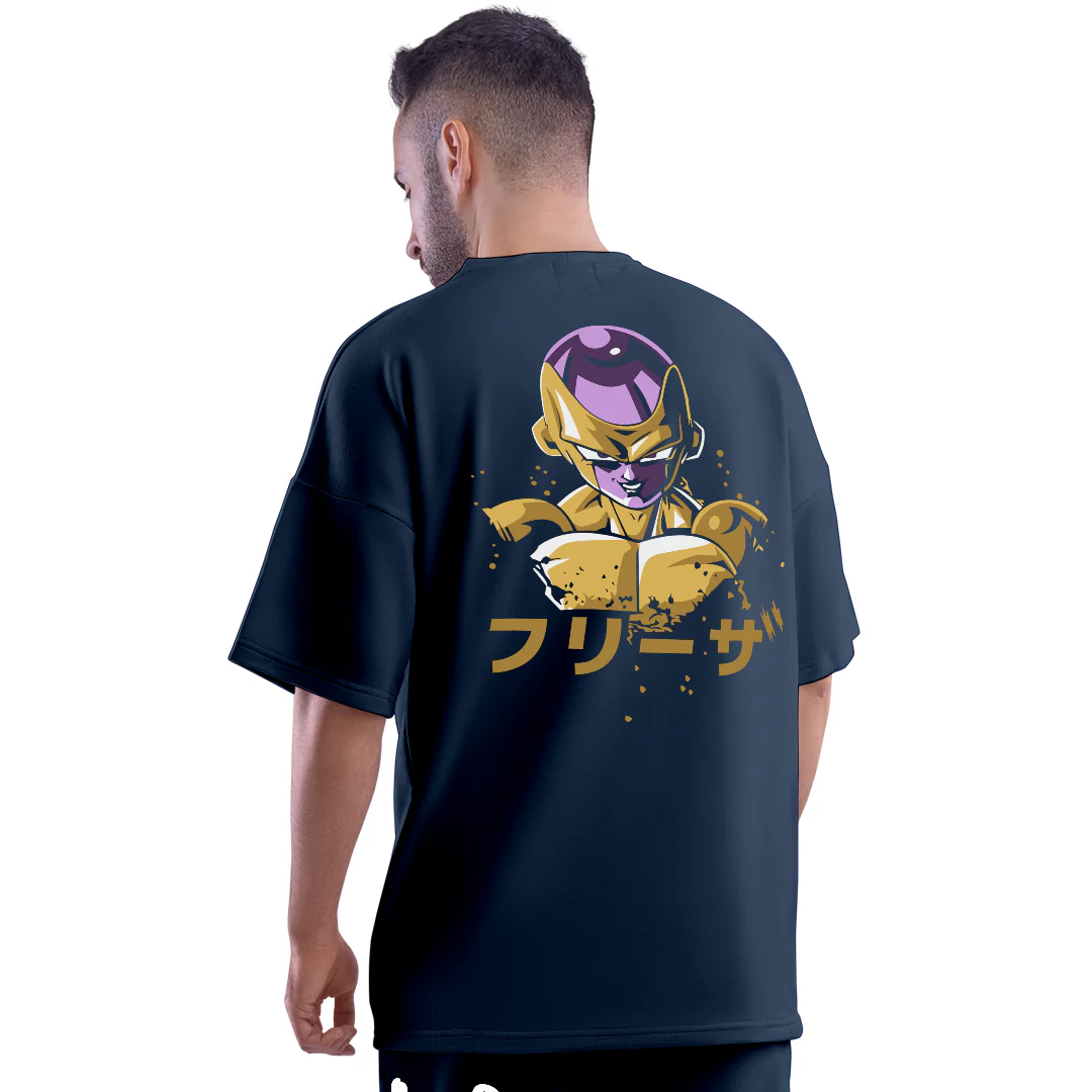 Golden Frieza Navy Unisex Oversized T-Shirt - Image 3