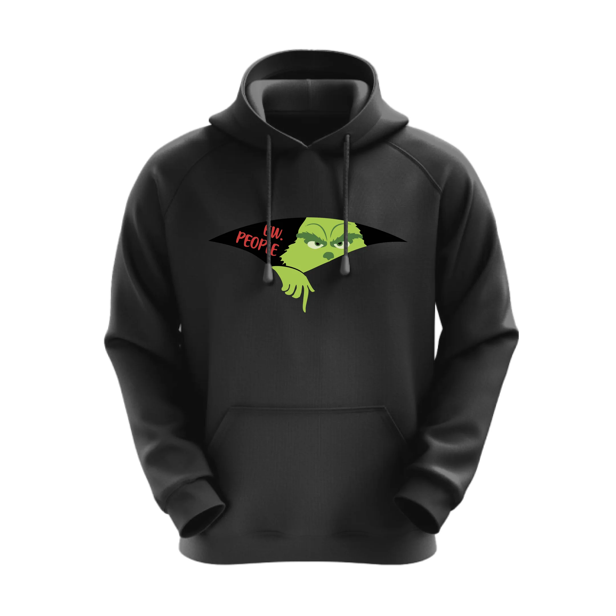 Grinch “Ew People” Xmas Edition Black Hoodie - Image 2
