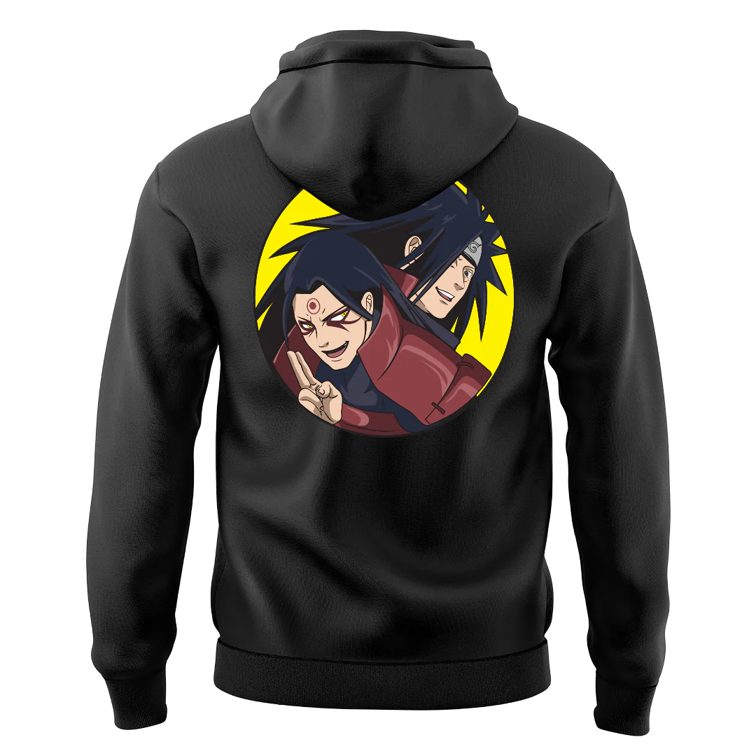 Hashirama Vs. Madara Black Unisex Hoodie - Image 2