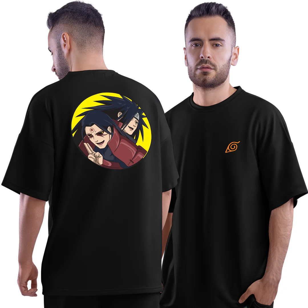 Hashirama Vs. Madara Black Unisex Oversized T-Shirt