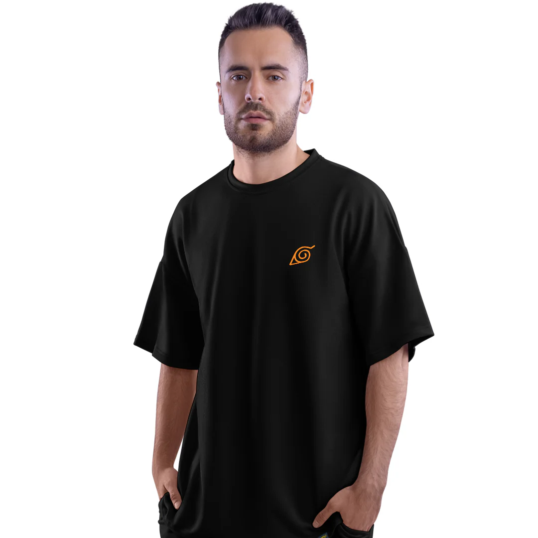 Hashirama Vs. Madara Black Unisex Oversized T-Shirt - Image 2