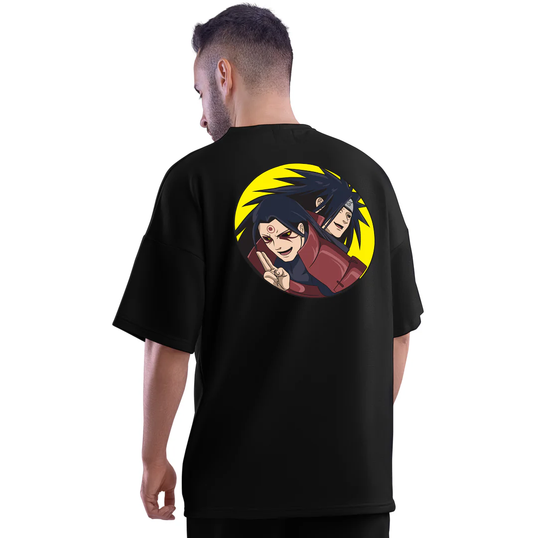 Hashirama Vs. Madara Black Unisex Oversized T-Shirt - Image 3