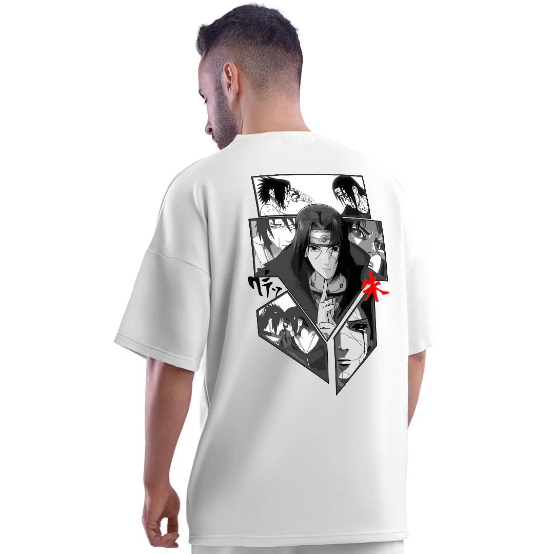 Itachi & Sasuke White Unisex Oversized T-Shirt - Image 3