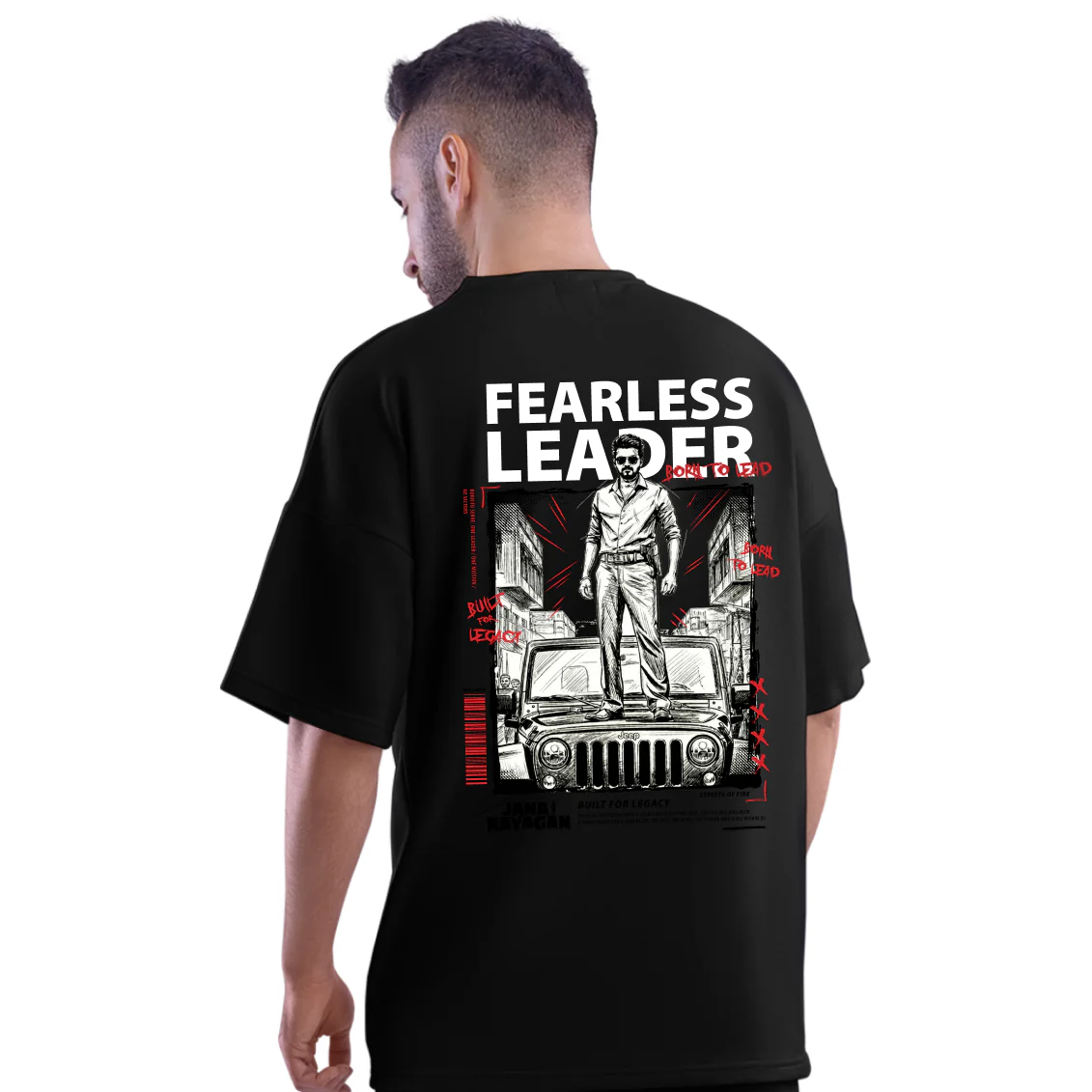 Jana Nayagan Thalapathy Vijay Fearless Leader Oversized T-Shirt - Image 3