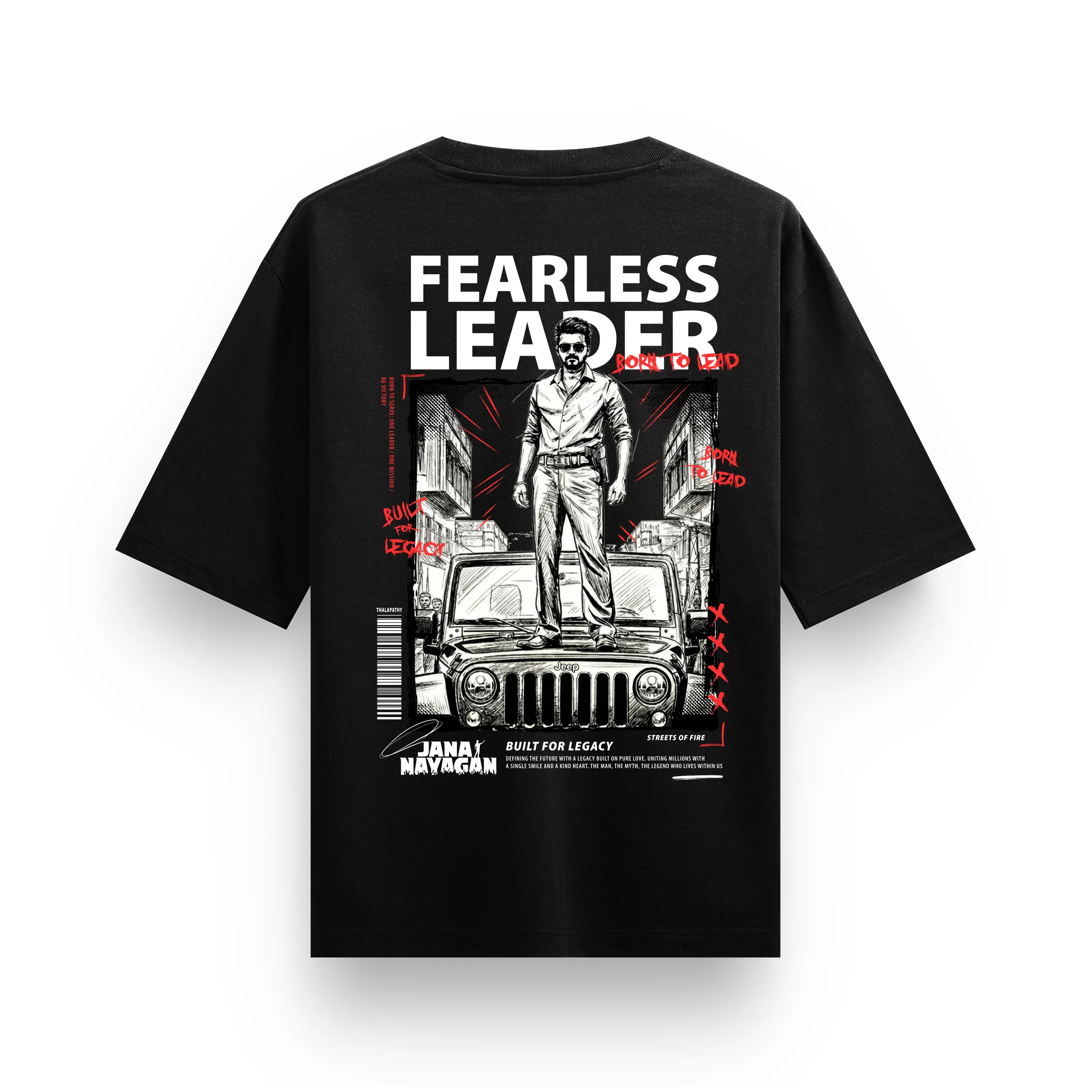 Jana Nayagan Thalapathy Vijay Fearless Leader T-Shirt - Image 3