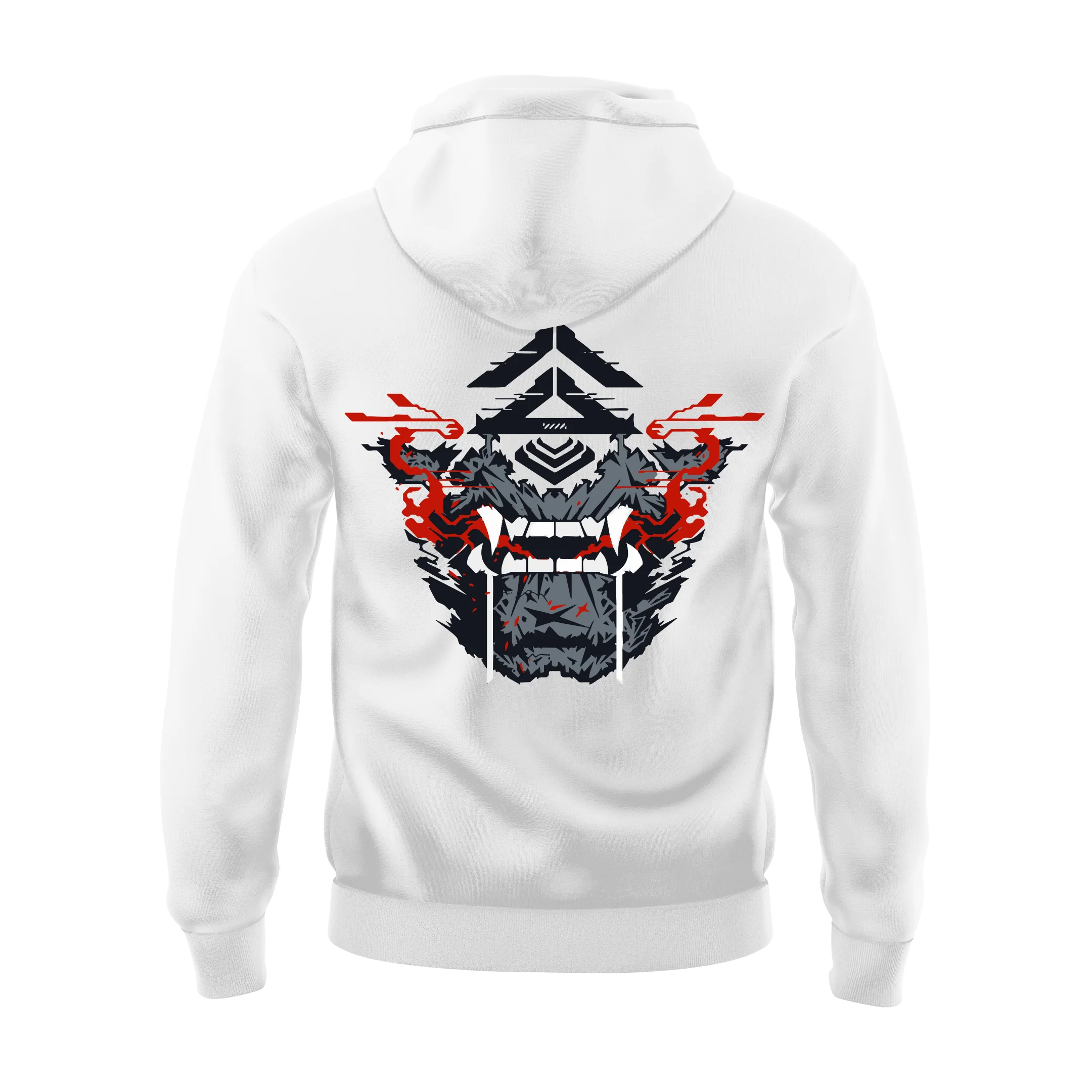 Japanese Oni Mask Hoodie White - Image 3