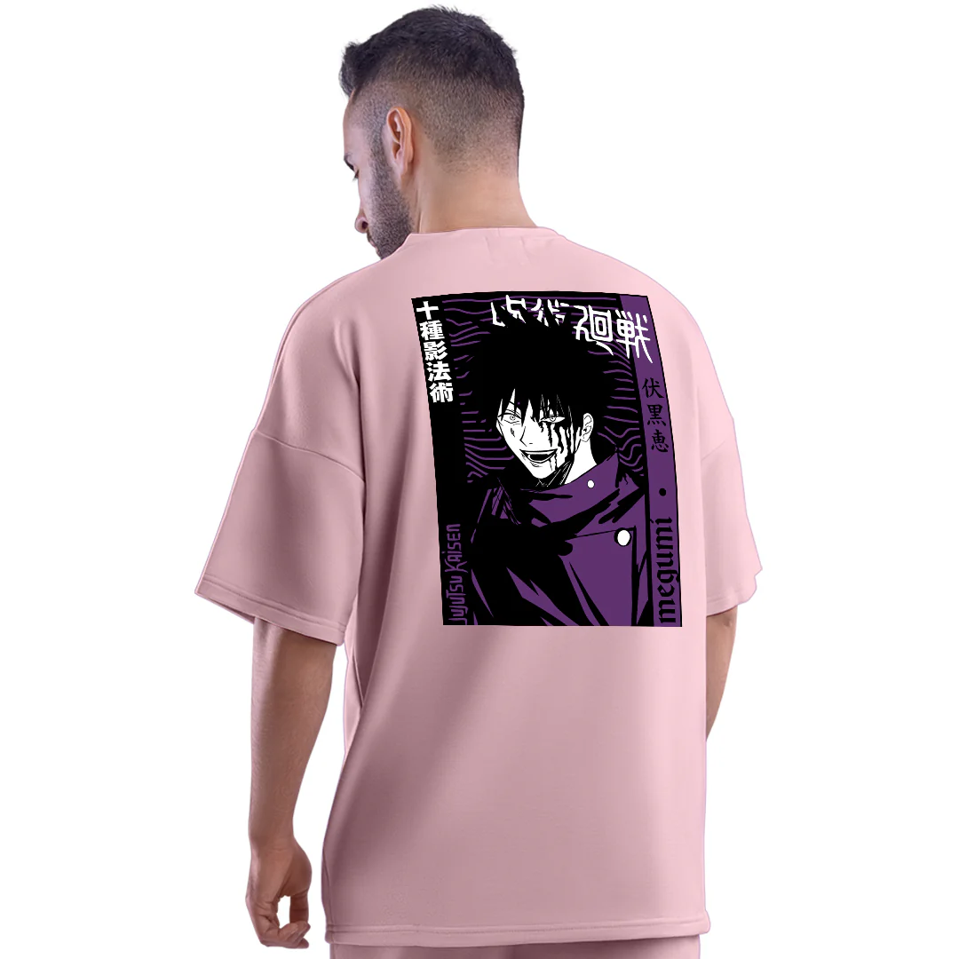 Jujutsu Kaisen Megumi Pink Unisex Oversized T-Shirt - Image 3