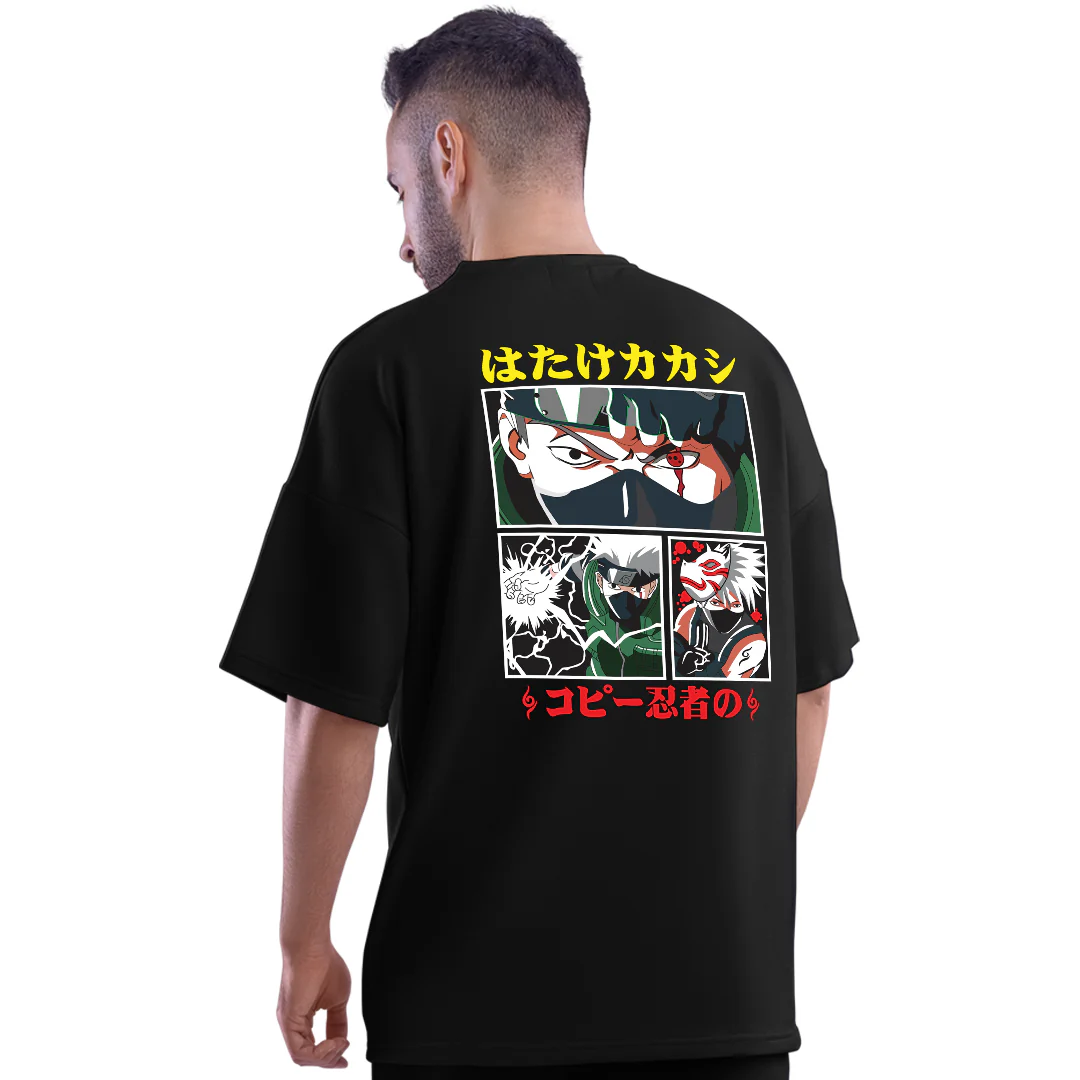 Kakashi Hatake Black Unisex Oversized T-Shirt - Image 3