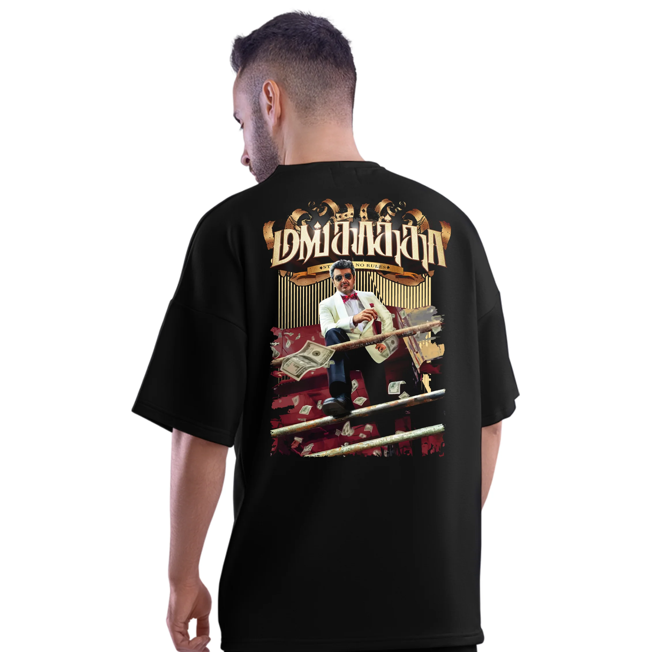 Mankatha Money Black Oversized T-Shirt - Image 2