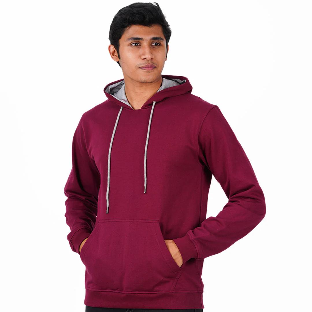 Maroon Unisex Plain Hoodie - Image 3