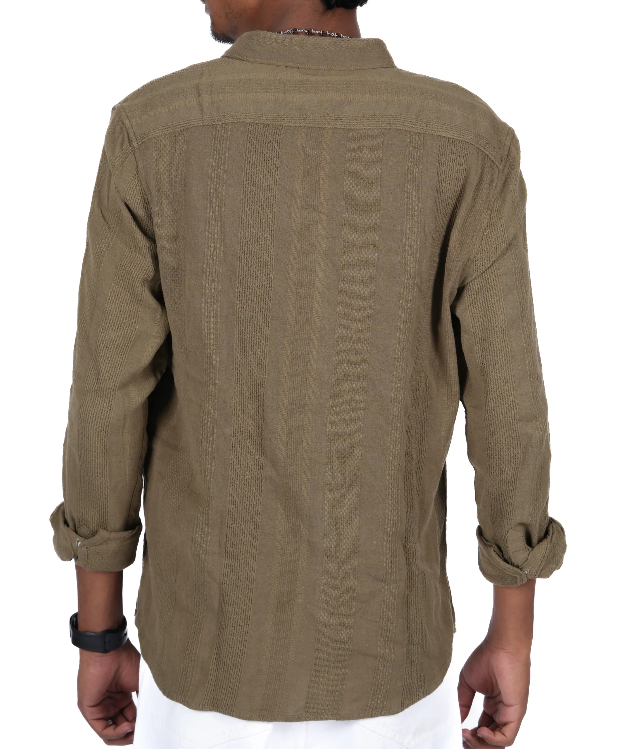 Men’s Textured Shirt (Olive Green) - Image 4