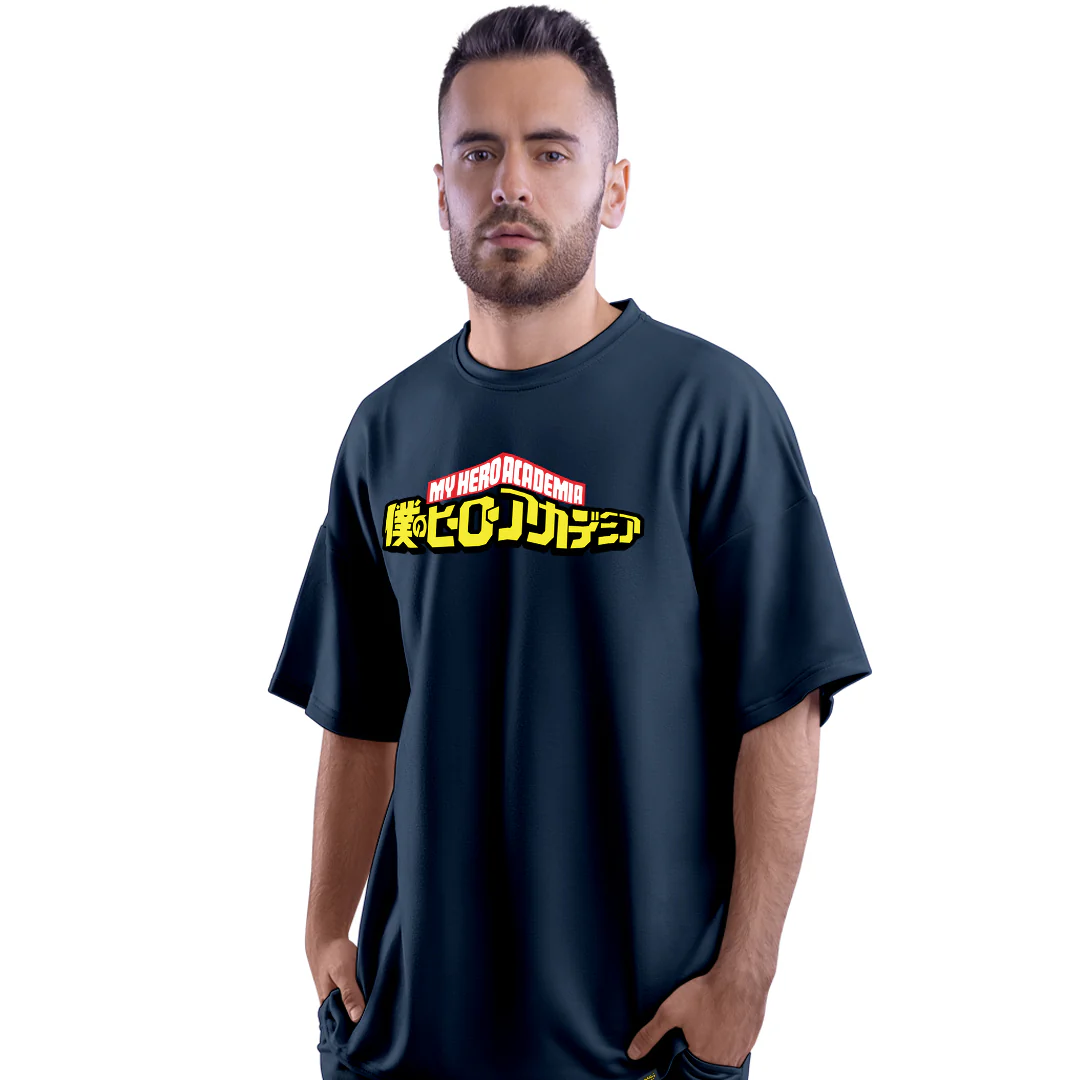 MHA All Might Navy Unisex Oversized T-Shirt - Image 2