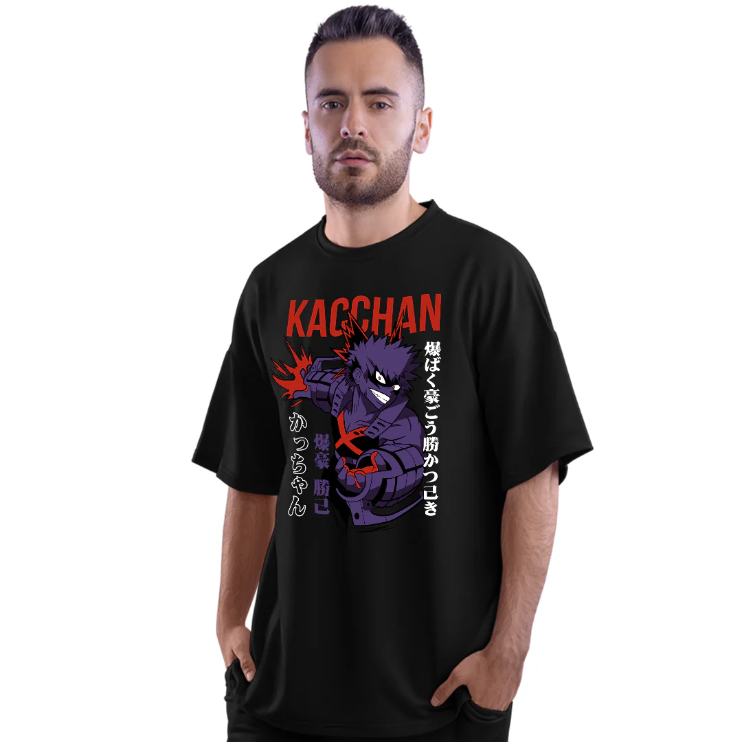 MHA Kacchan Black Unisex Oversized T-Shirt - Image 2