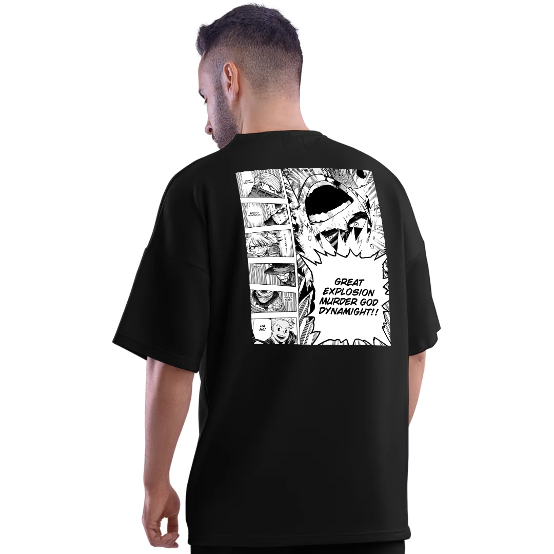 MHA Kacchan Black Unisex Oversized T-Shirt - Image 3
