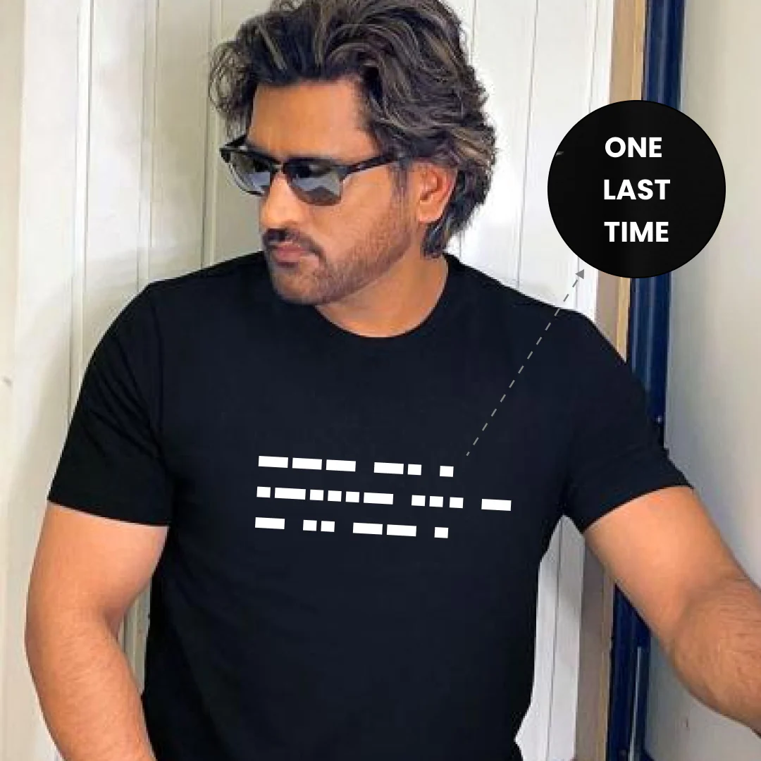 MS Dhoni T-Shirt Oversized - One Last Time? Morse Code Tribute - Image 4