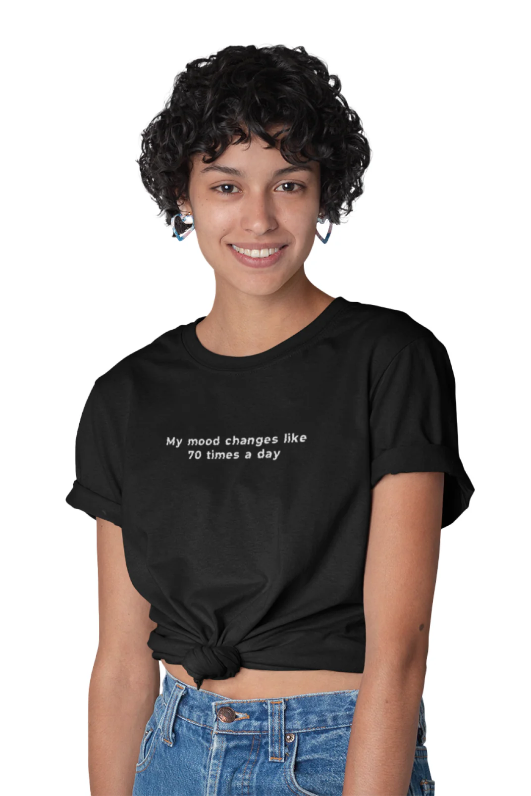 My Mood Changes 70 Times A Day - Knot Crop Top - Image 2