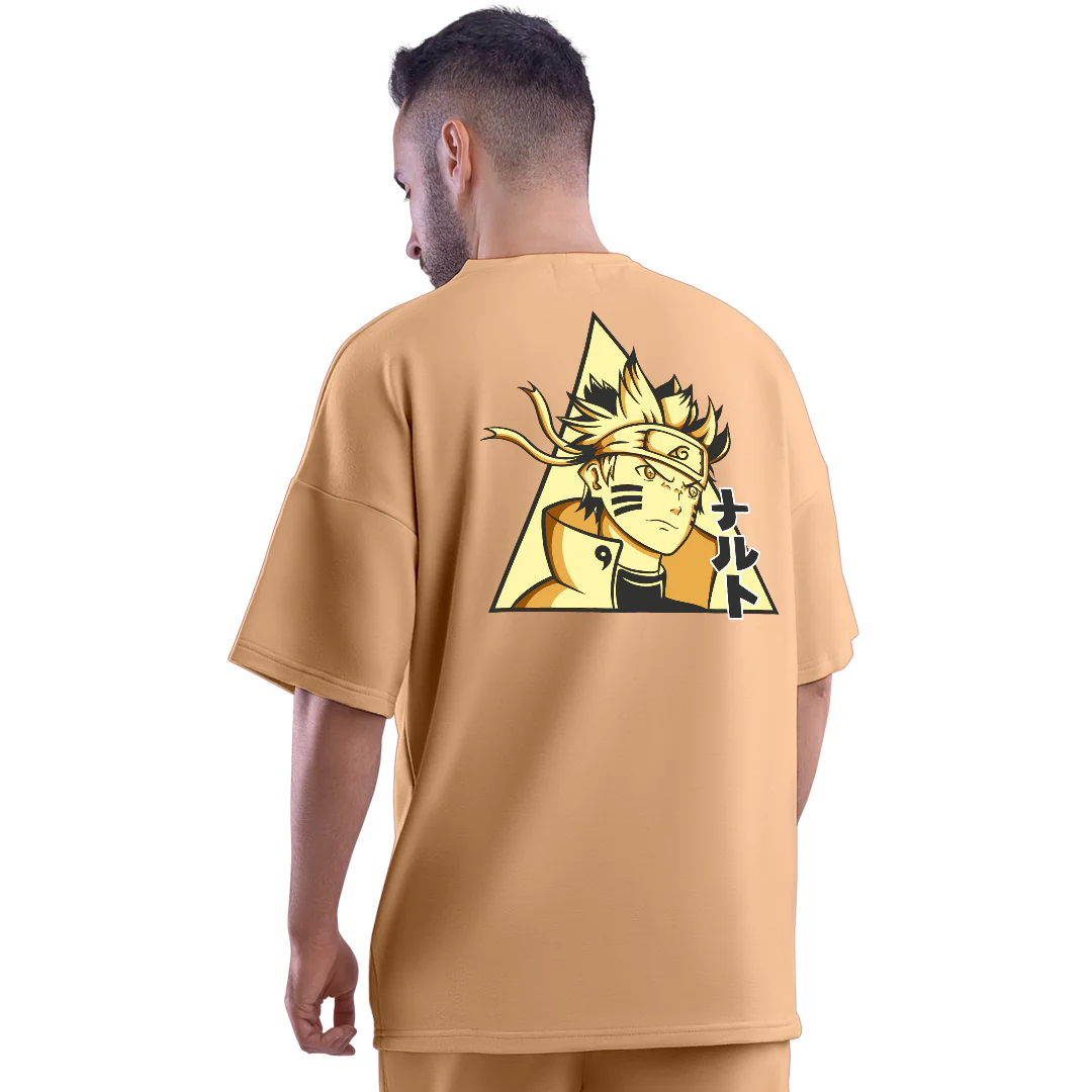 Nine Tails Chakra Mode Taupe Unisex Oversized T-Shirt - Image 3