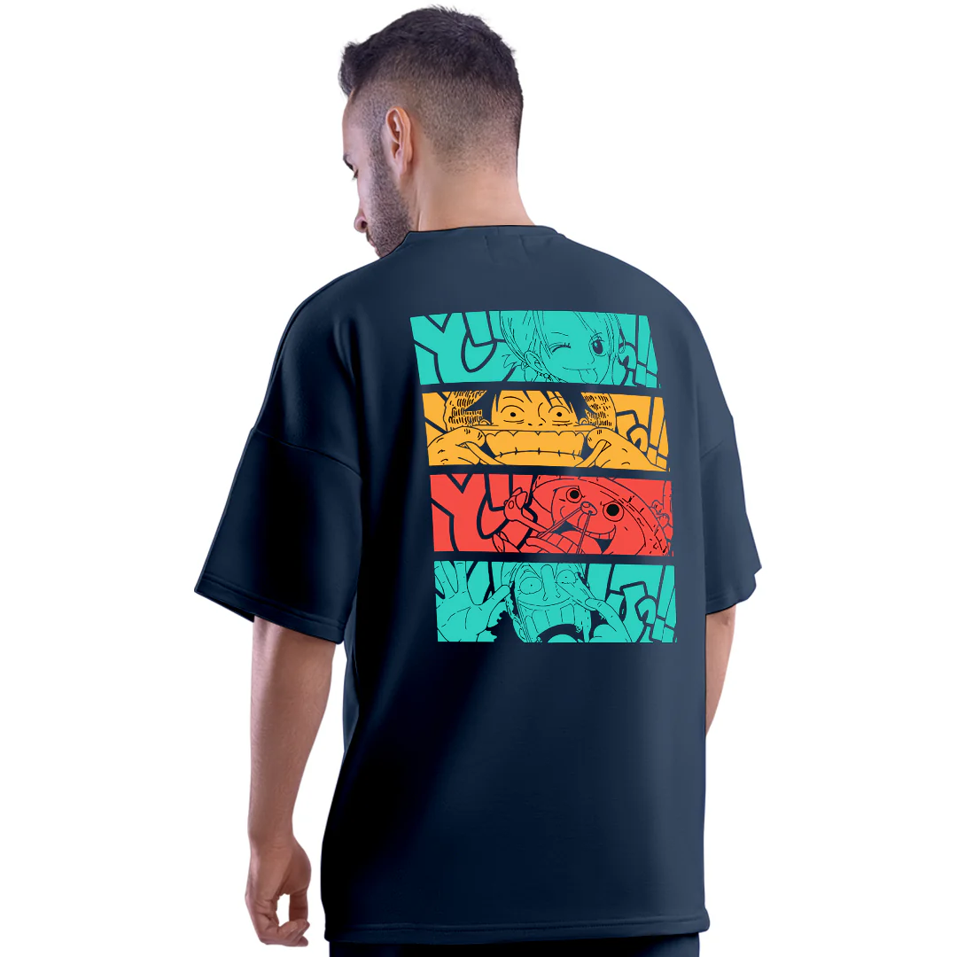 One Piece Pirates Navy Unisex Oversized T-Shirt - Image 3