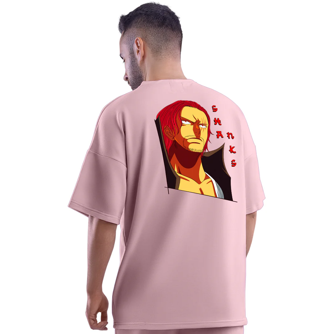 One Piece Shanks Pink Unisex Oversized T-Shirt - Image 3