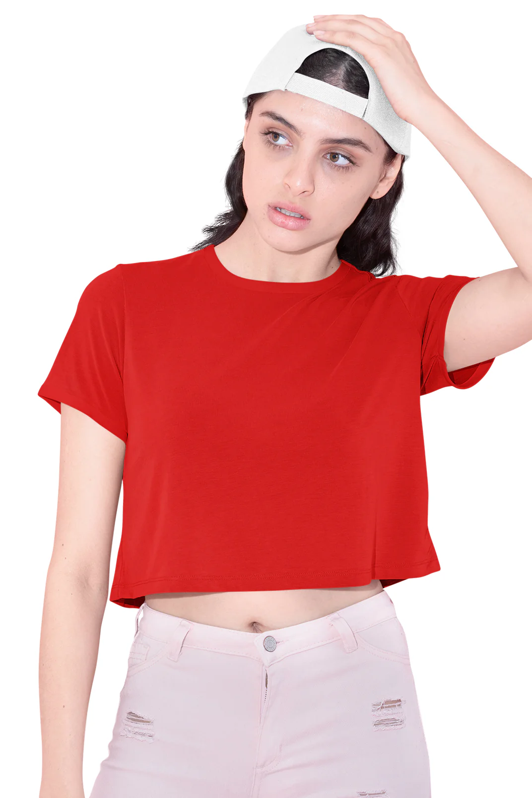 Red Plain Crop Top - Image 2