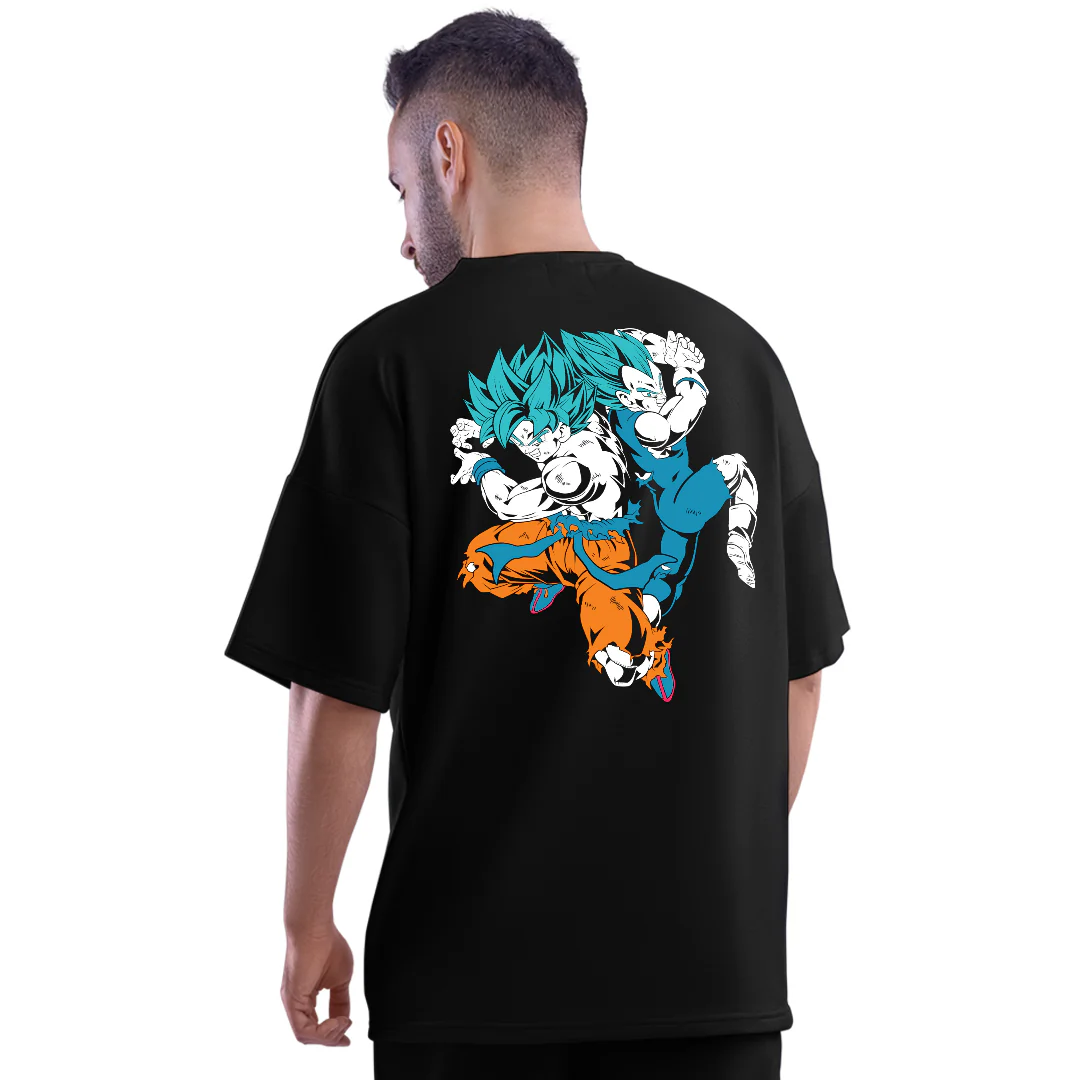 Super Saiyan Blue Duo Unisex Oversized Anime T-Shirt - Image 3