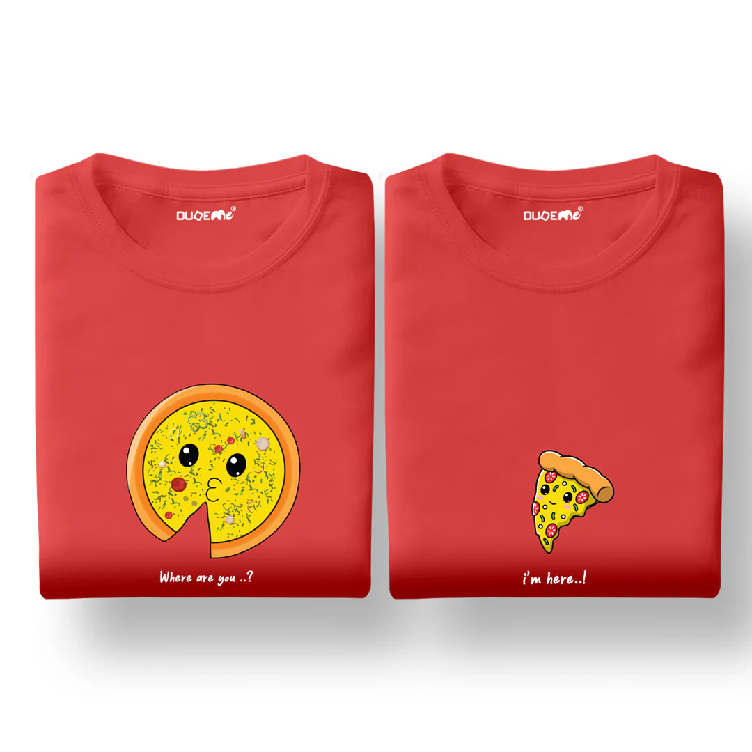 Where Are You? I'm Here!! Pizza Couple T-Shirt - Image 3