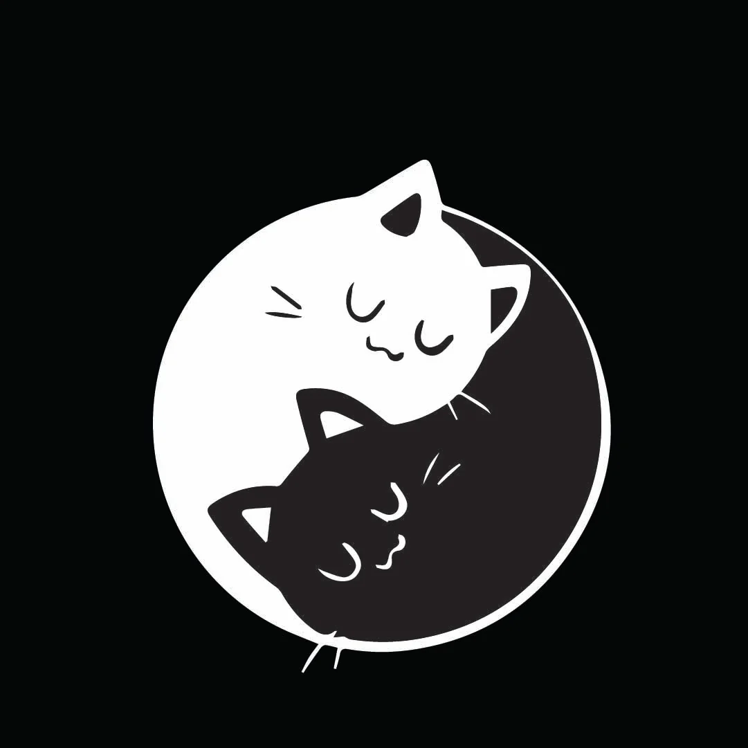 Ying Yang Pussy Cats Cropped Hoodie - Image 2